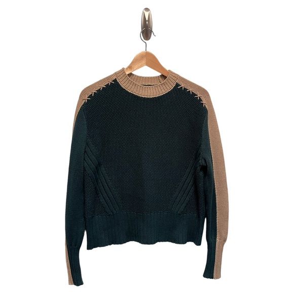 Alp N Rock Dev Sweater Hunter Green & Khaki Tan Size S Chunky Cropped NEW Sample - Picture 1 of 3